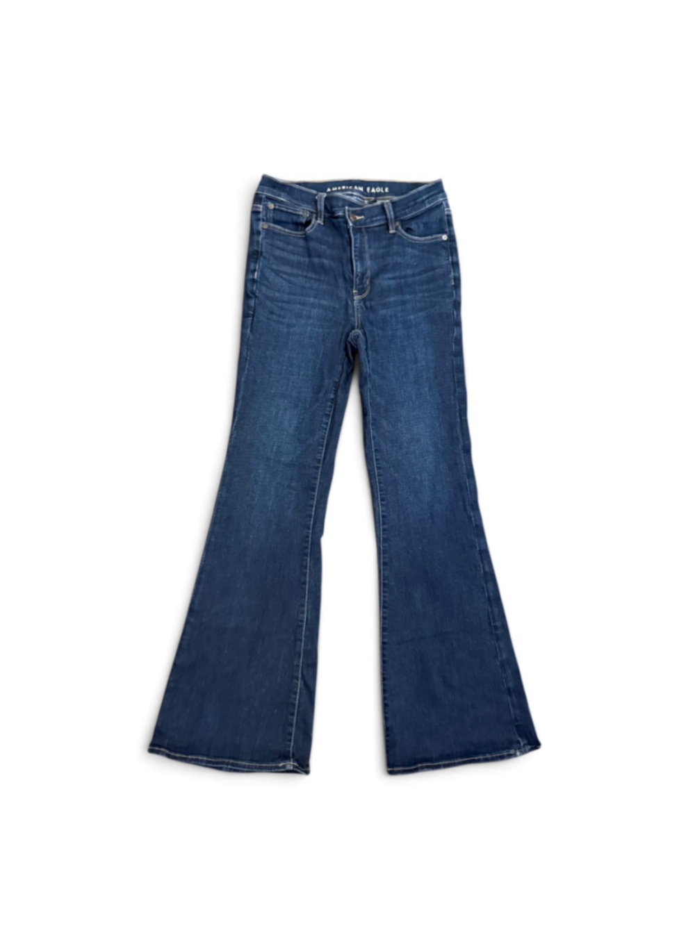 American Eagle Women’s Super High Rise Flare Jeans Dark Wash Stretch Size 4
